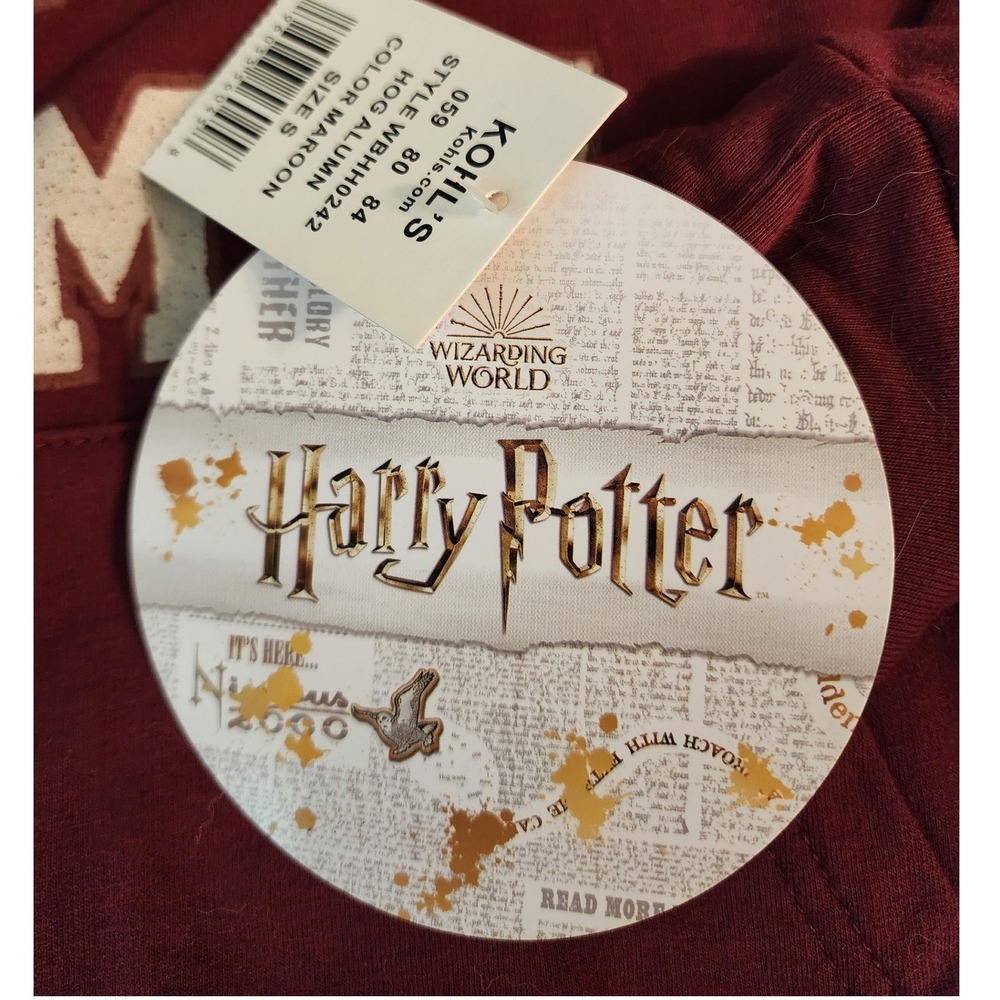 Harry Potter Hogwarts Alumni Maroon Pullover Hoodie Fifth Sun WB Crest Mens S - Picture 7 of 8